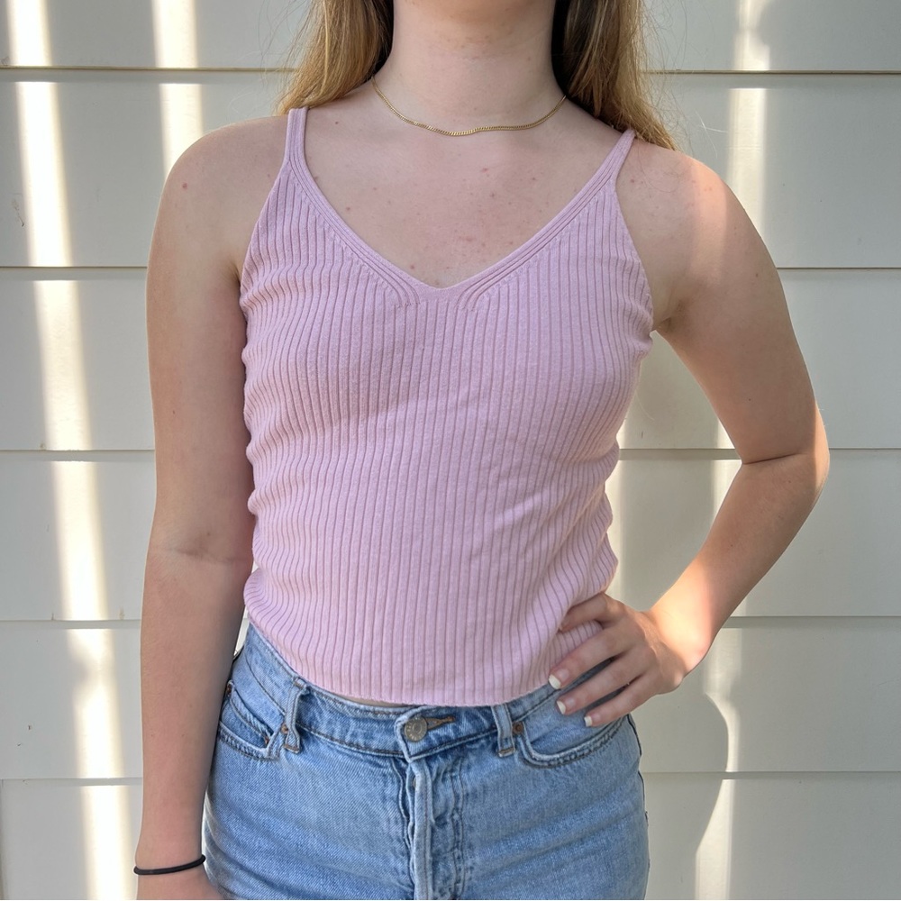 Pink knit tank top